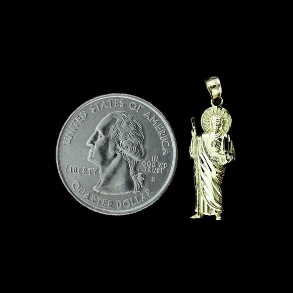 Real 10K Yellow Gold Diamond Cut Saint Jude Pendant - Picture 2 of 7